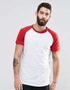 Pull & Bear T-shirt With Raglan Sleeve In Red - Red
