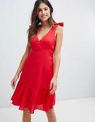 Vila Tie Shoulder Sundress - Red