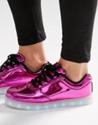Wize & Ope Pop Pink Light Up Sole Trainers - Laminated Pink