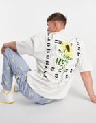 Asos Design Oversized T-shirt In White With Back Flower Print