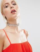 Asos Statement Jewel Choker Necklace - Clear