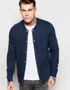 Asos Bomber With Snaps In Navy - Navy