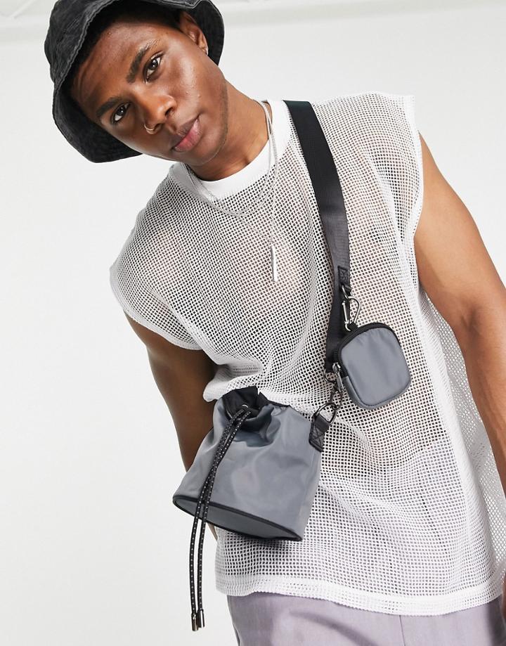 Asos Design Mini Duffle Cross Body In Gray