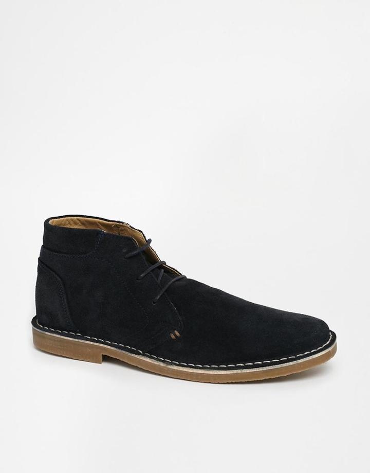 Asos Desert Boots In Suede - Navy