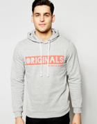Jack & Jones Overhead Hoodie With Retro Originals Print - Light Gray Melange