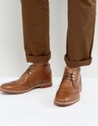 Asos Brogue Chukka Boots In Tan Leather - Tan