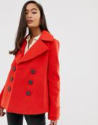 Miss Selfridge Double Breasted Coat In Red - Red