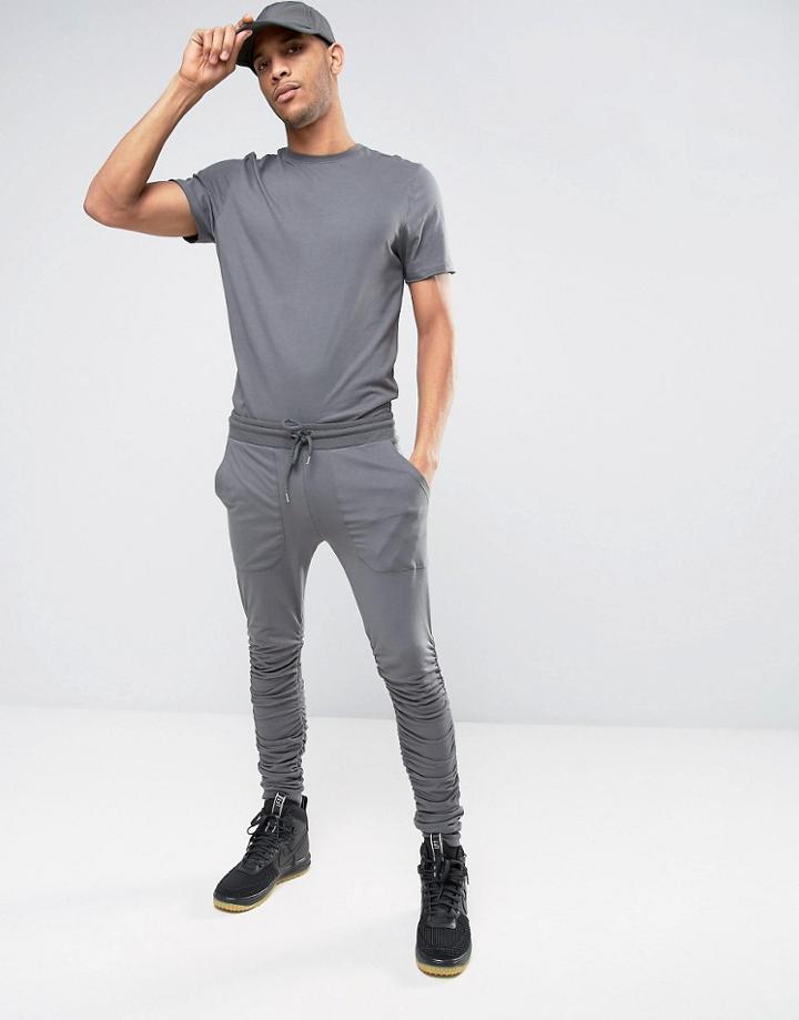 Asos Skinny Jersey Stacker Jumpsuit - Blue