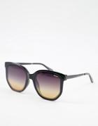 Quay Coffee Run Cat Eye Matte Sunglasses In Black With Gold Lens