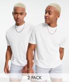 Asos Design 2 Pack Relaxed Fit T-shirt In White-multi