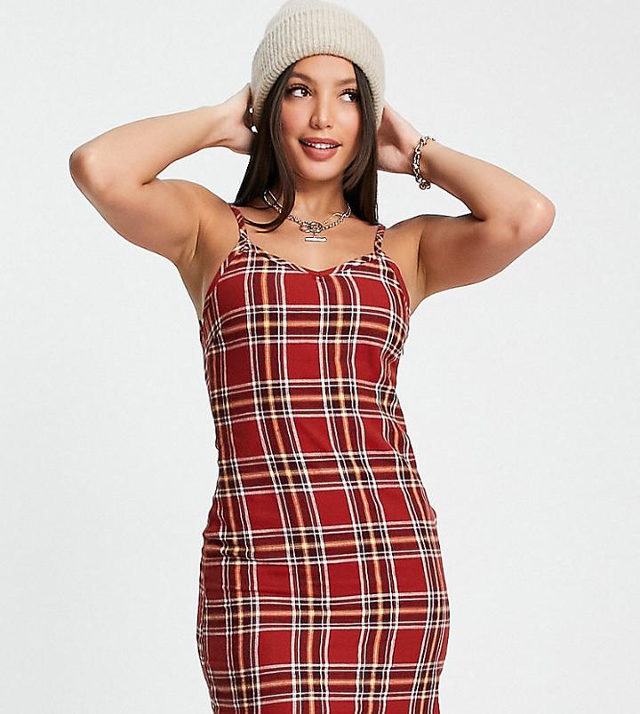 Heartbreak Tall Tailored Dress In Rust Plaid - Part Of A Set-multi