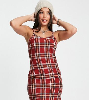 Heartbreak Tall Tailored Dress In Rust Plaid - Part Of A Set-multi