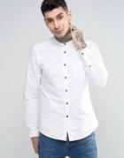 Asos Casual Regular Fit Oxford Shirt With Grandad Collar - White