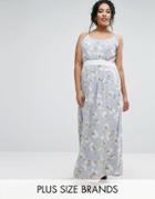 Uttam Boutique Plus Maxi Dress With Contrast Band - Gray