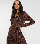 Brave Soul Tall Alenia Shirt Dress In Animal Print-multi