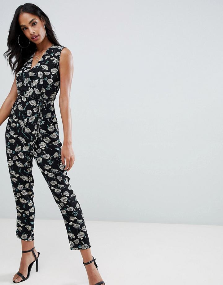 Ax Paris Printed Tailored Jumpsuit - Black