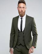 Noose & Monkey Super Skinny Suit Jacket With Stretch - Green