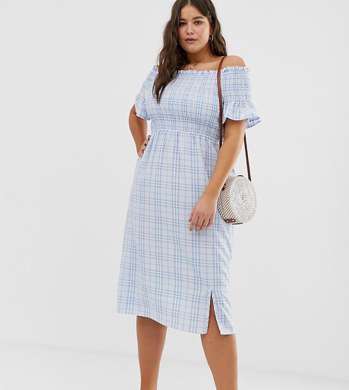 Urban Bliss Plus Off The Shoulder Midi Dress-blue