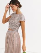 Maya Bridesmaid Delicate Sequin Top Two-piece In Taupe Blush