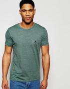 Asos T-shirt With Crew Neck And Embroidery - Jungle Green Marl