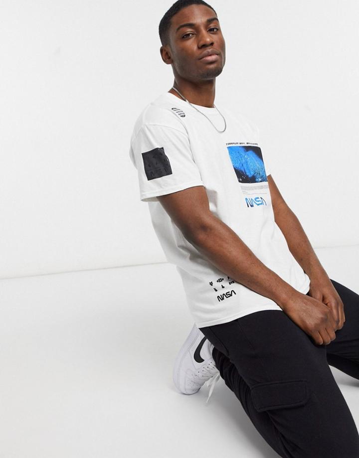New Look Oversized Nasa Print T-shirt In White