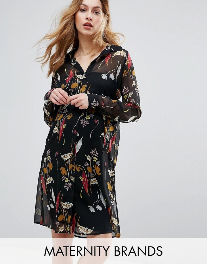 Mama. Licious Floral Shirt Dress - Multi
