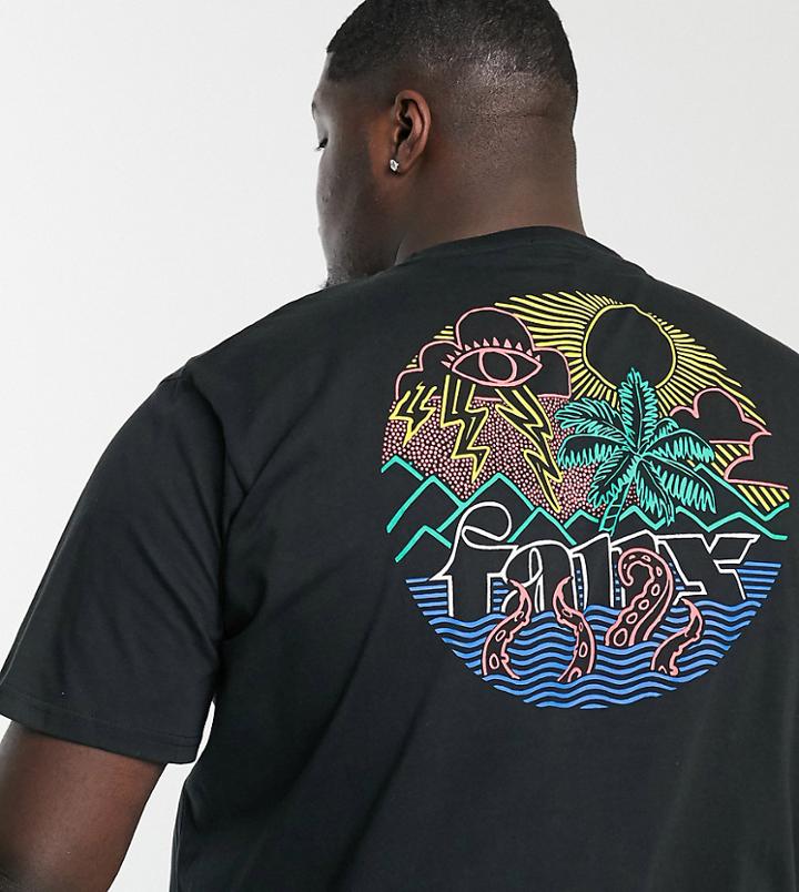 Friend Or Faux Plus Buzzlit Back Print T-shirt - Black