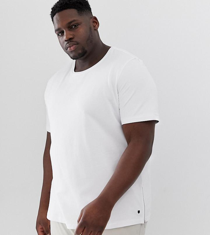 Jack & Jones Premium Plus Size T-shirt With Zip Detail Side-white