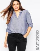 Asos Curve Soft Casual Shirt - Navy