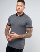 New Look Muscle Fit Polo Shirt In Gray - Gray