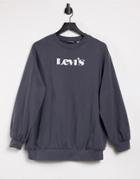 Levi's Logo Slouchy Sweatshirt In Faded Black