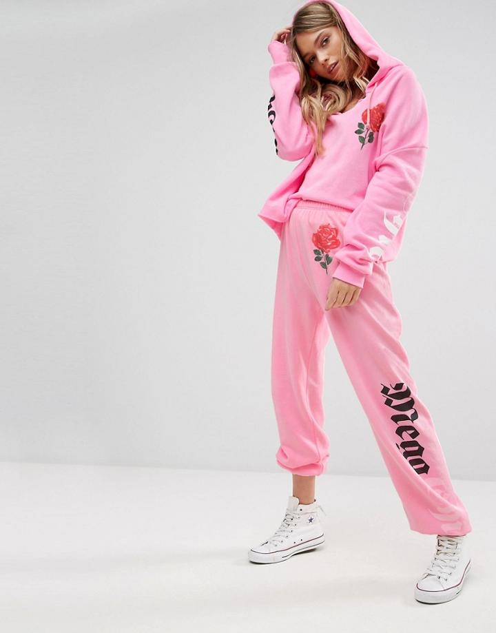 Wildfox Mega Chic Rose Jogger - Pink