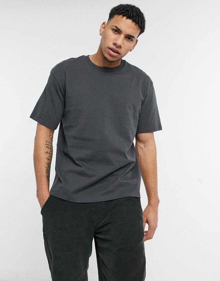 Topman Organic Cotton Oversized T-shirt In Charcoal-grey