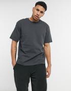 Topman Organic Cotton Oversized T-shirt In Charcoal-grey