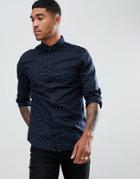 Armani Exchange Slim Fit Ditsy Logo Print Shirt In Navy - Navy