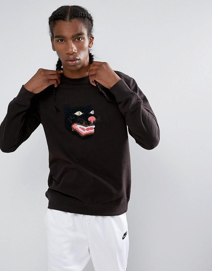Maharishi Embroidered Tiger Head Crew Neck Sweatshirt - Black