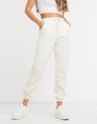 Pieces High Waisted Sweatpants Co Ord In Cream-white