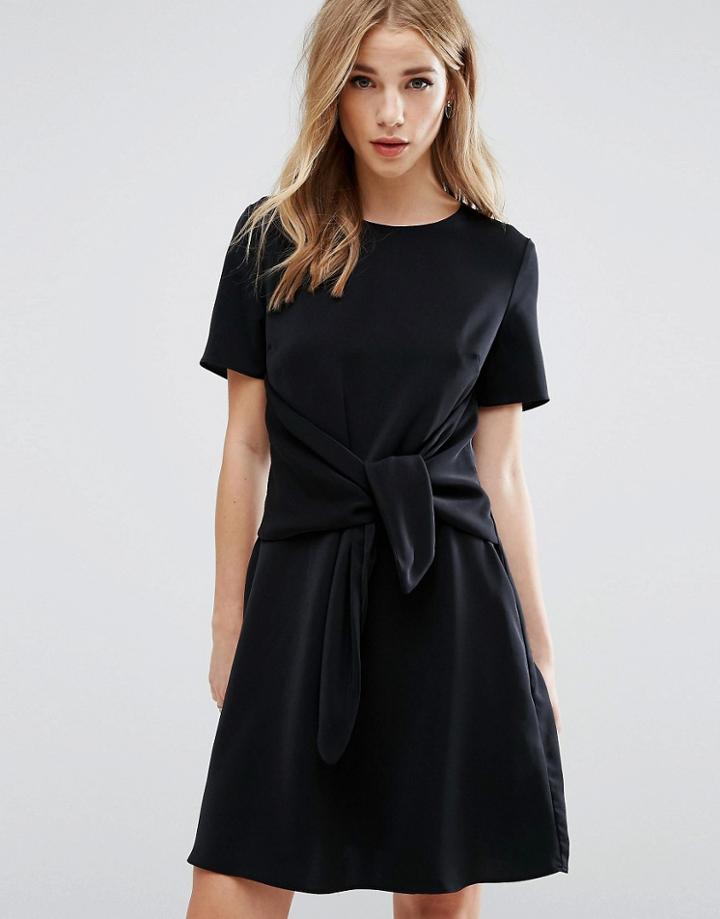 New Look Tie Front Shift Dress - Black
