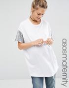 Asos Maternity T-shirt With Sequin Sleeve - White