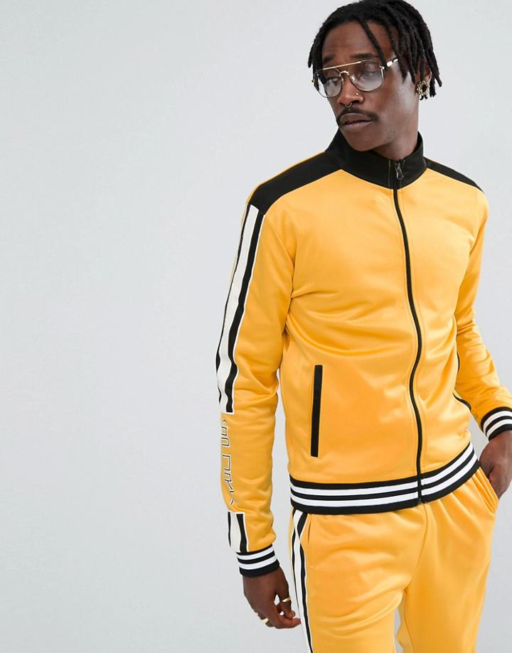 Jaded London Track Jacket In Orange With Sport Stripe - Orange