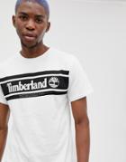 Timberland Chest Stripe Logo T-shirt Slim Fit In White - White