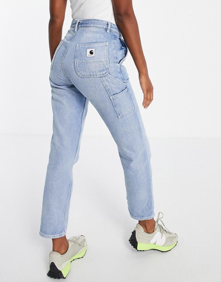 Carhartt Wip Relaxed Cargo Jeans With Logo Bum-blue