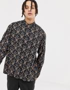 Asos Design Oversized Vintage Print Shirt - Black