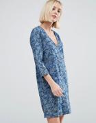 Pepe Jeans Ines Denim Floral Print Dress - Blue