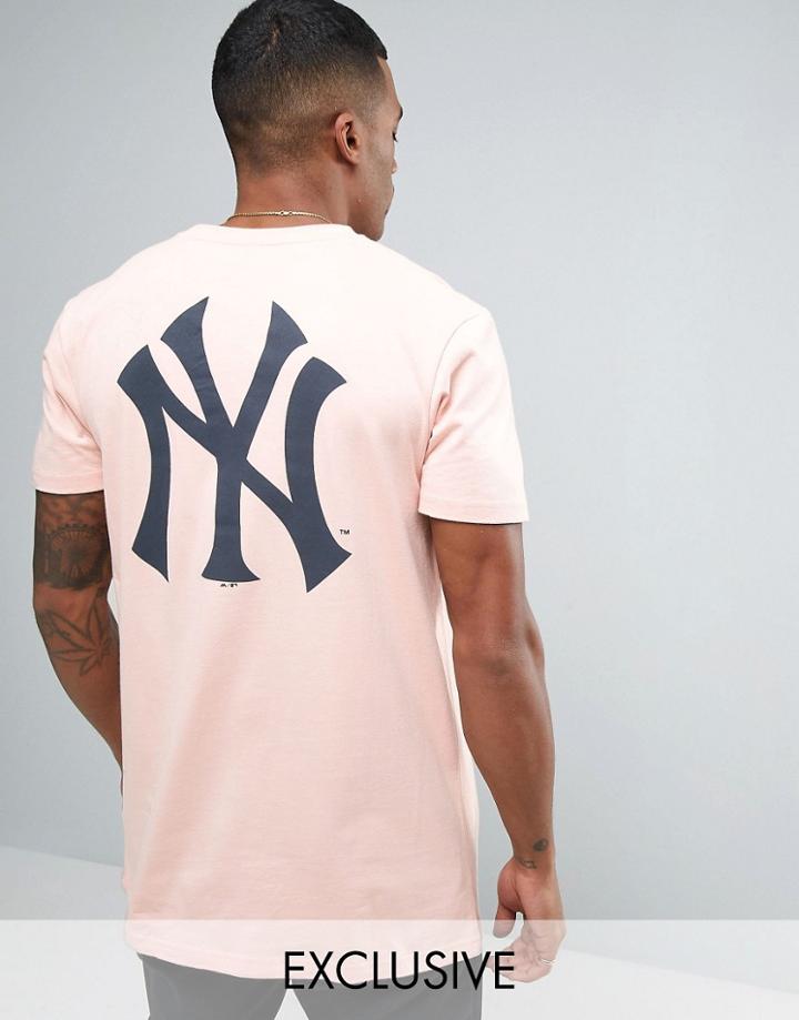 Majestic New York Yankees Longline T-shirt Exclusive To Asos - Pink