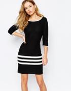 Supertrash Dexter Knitted Shift Dress With Stripe Panel