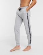 Tommy Hilfiger Authentic Cuffed Lounge Sweatpants Side Logo Taping In Gray Marl-grey