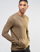 Asos Cotton Sweater With Kangaroo Pocket - Mustard Twist