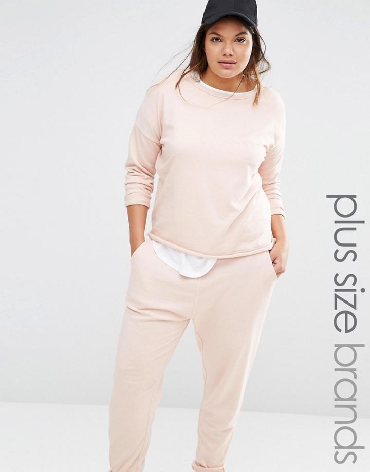 Missguided Plus Sweat Top With Roll Up Hem - Pink