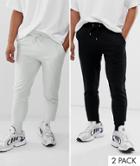 Asos Design Skinny Sweatpants 2 Pack Black/light Gray-multi